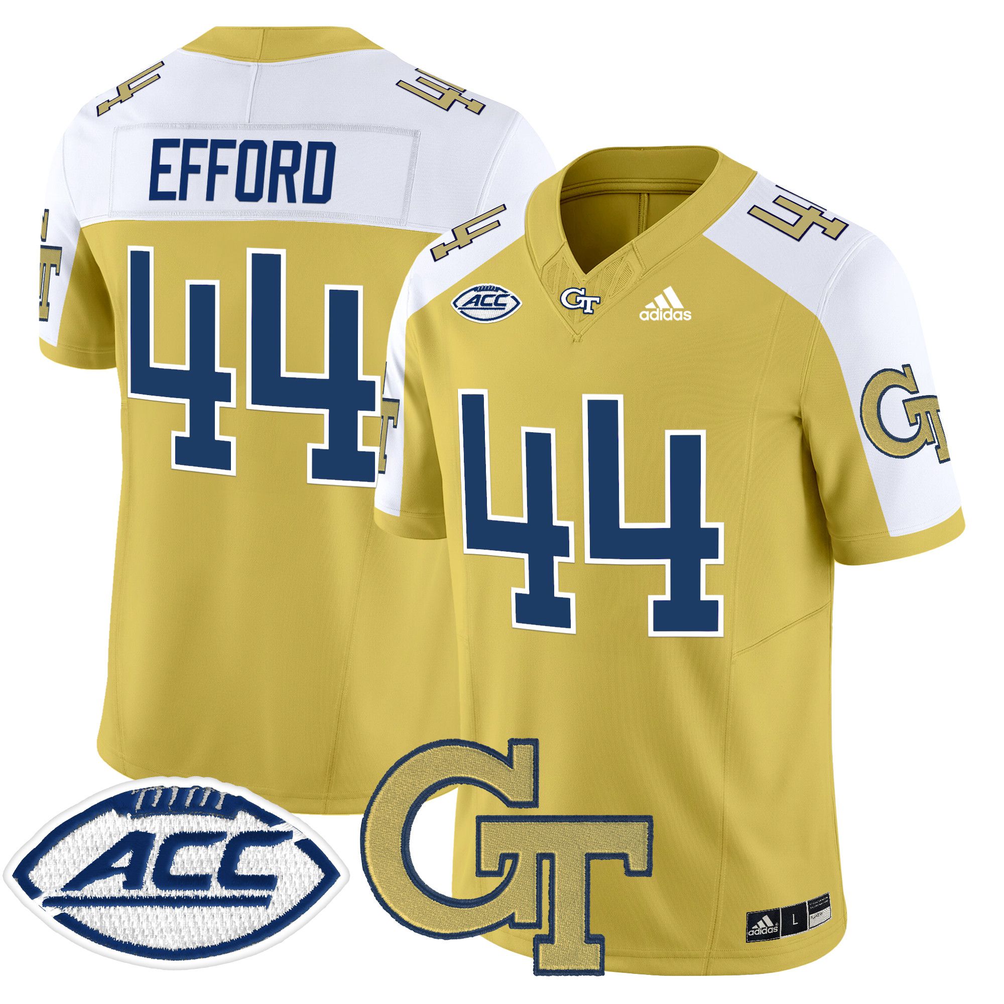 Men Georgia Tech #44 Efford Yellow Asidas 2024 Vapor Limited NCAA Jersey->customized ncaa jersey->Custom Jersey